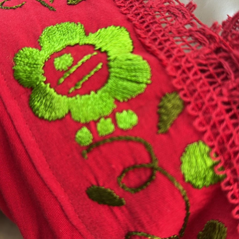 Vely Mexican Red V-Neck Dress - Picture 9 of 11